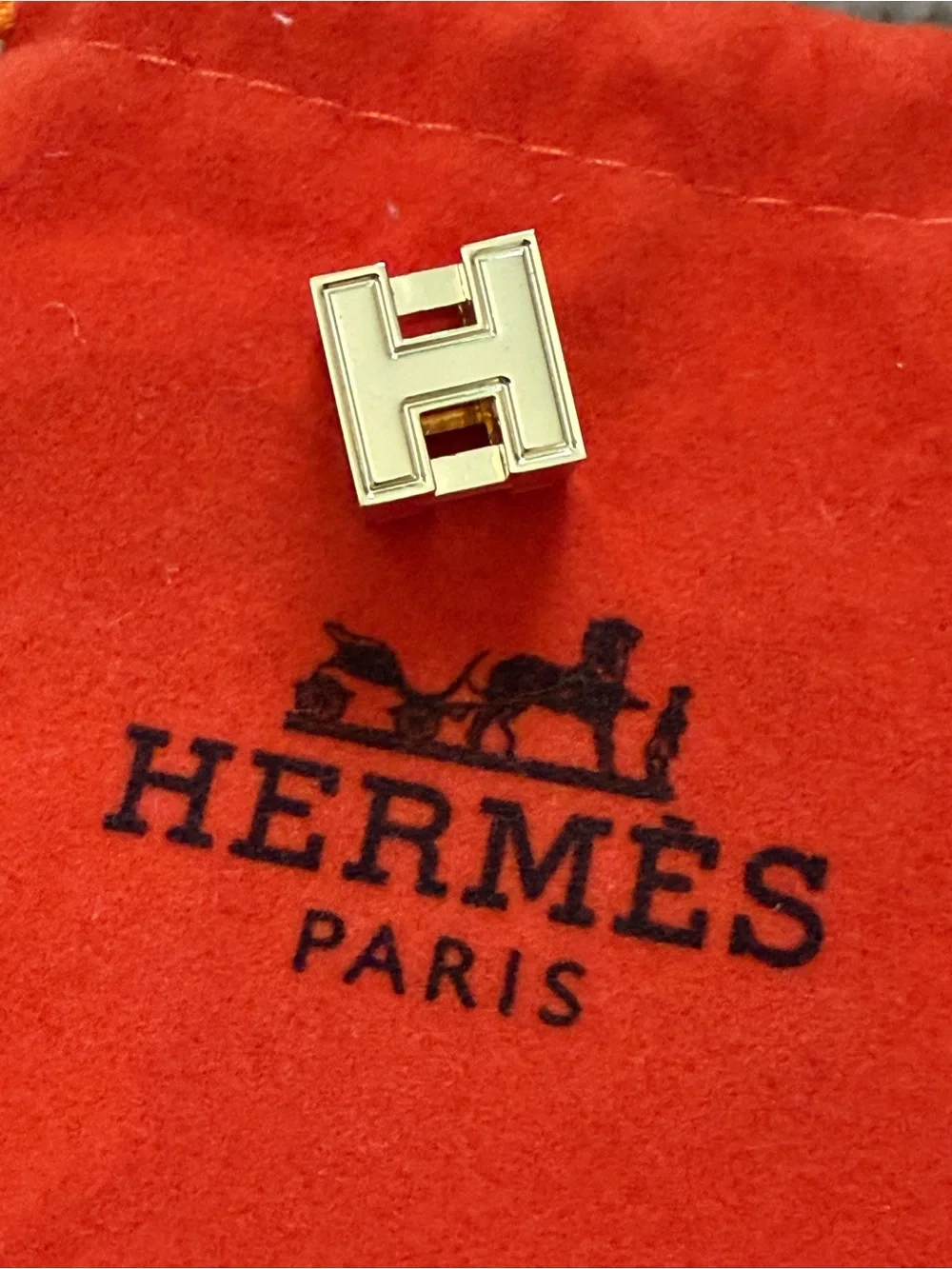 Hermes Cage de Ash H Cube Orange x Gold HERMES Women's